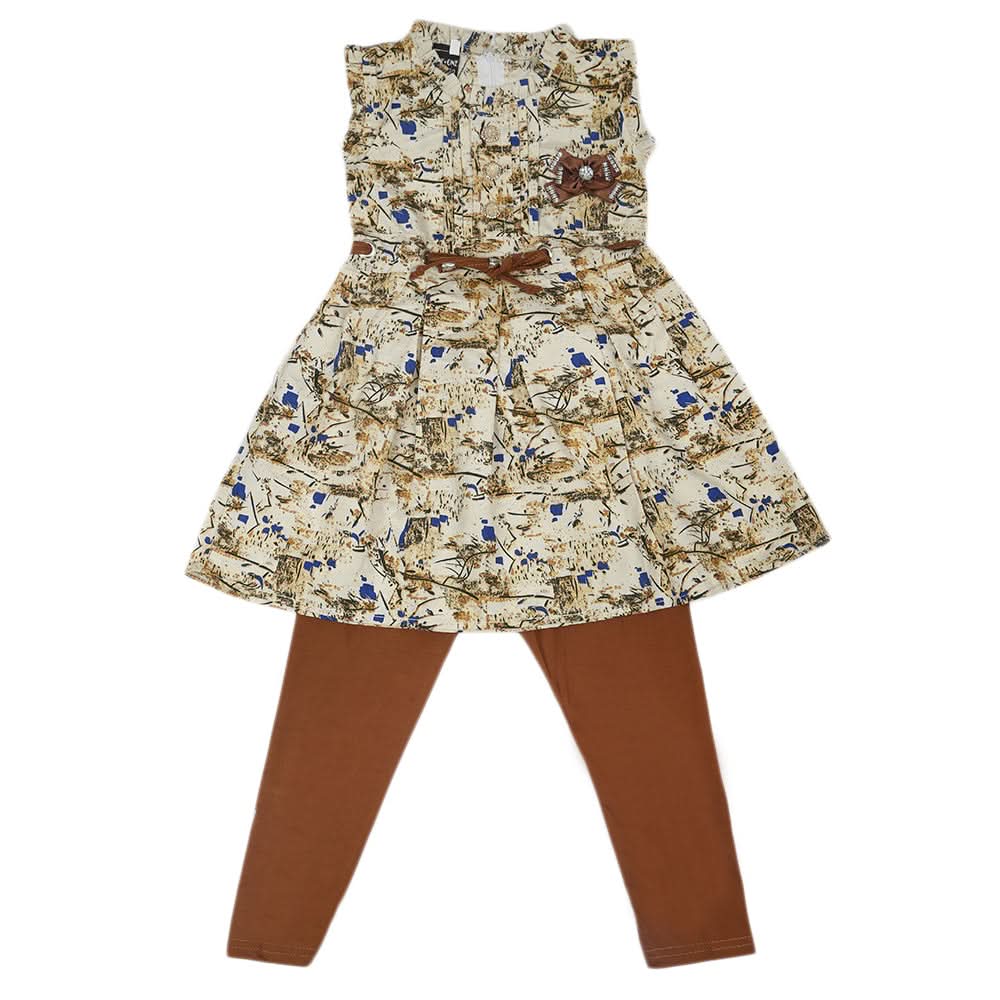 Girls Half Sleeves Suit - Brown, Kids, Girls Sets And Suits, Chase Value, Chase Value
