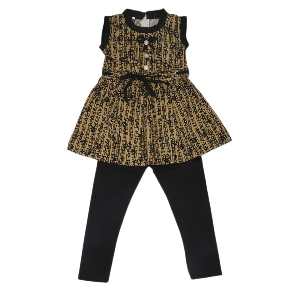 Girls Half Sleeves Tight Suit - Olive Green, Kids, Girls Sets And Suits, Chase Value, Chase Value