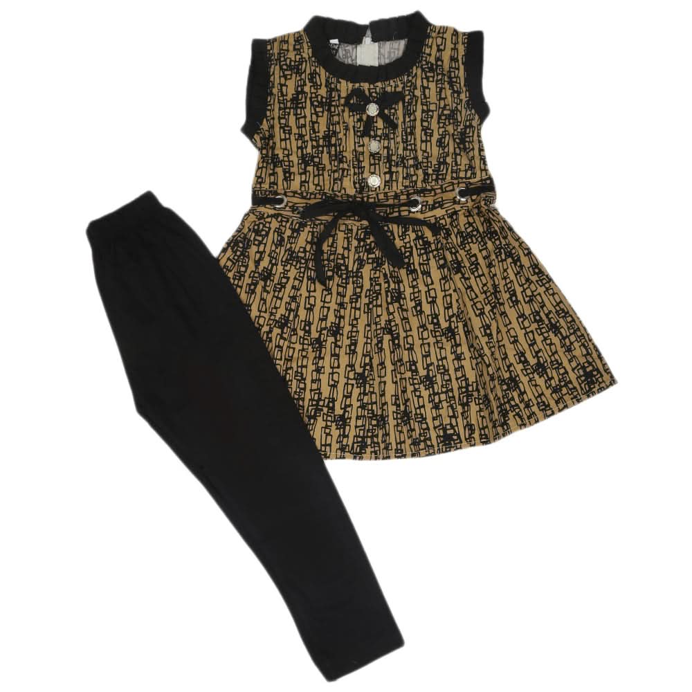 Girls Half Sleeves Tight Suit - Olive Green, Kids, Girls Sets And Suits, Chase Value, Chase Value