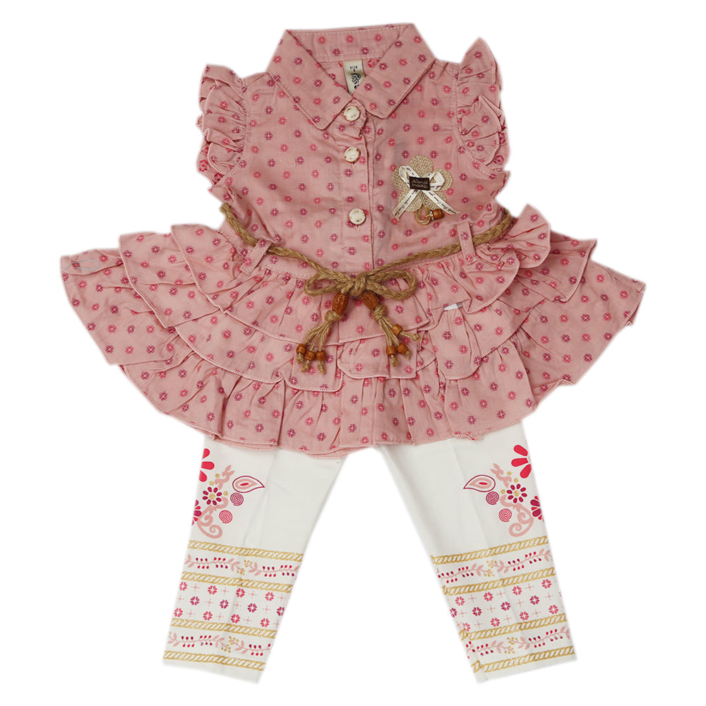 Newborn Girls Half Sleeves Suit - Tea Pink, Newborn Girls Sets & Suits, Chase Value, Chase Value