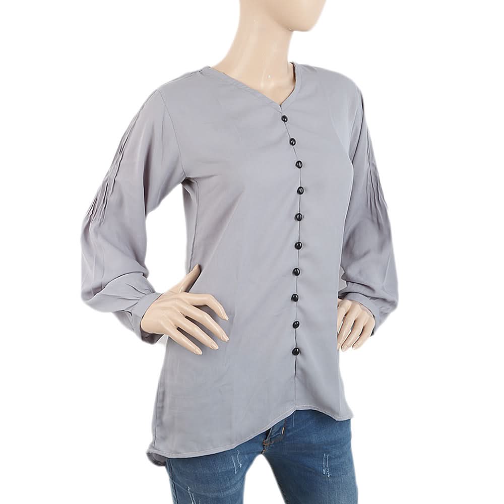 Women's Western Top With Front Button - Grey, Women, T-Shirts And Tops, Chase Value, Chase Value