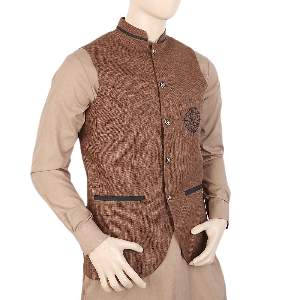 Men's Fancy Jute Waist Coat - Brown, Men, Waist Coats, Chase Value, Chase Value