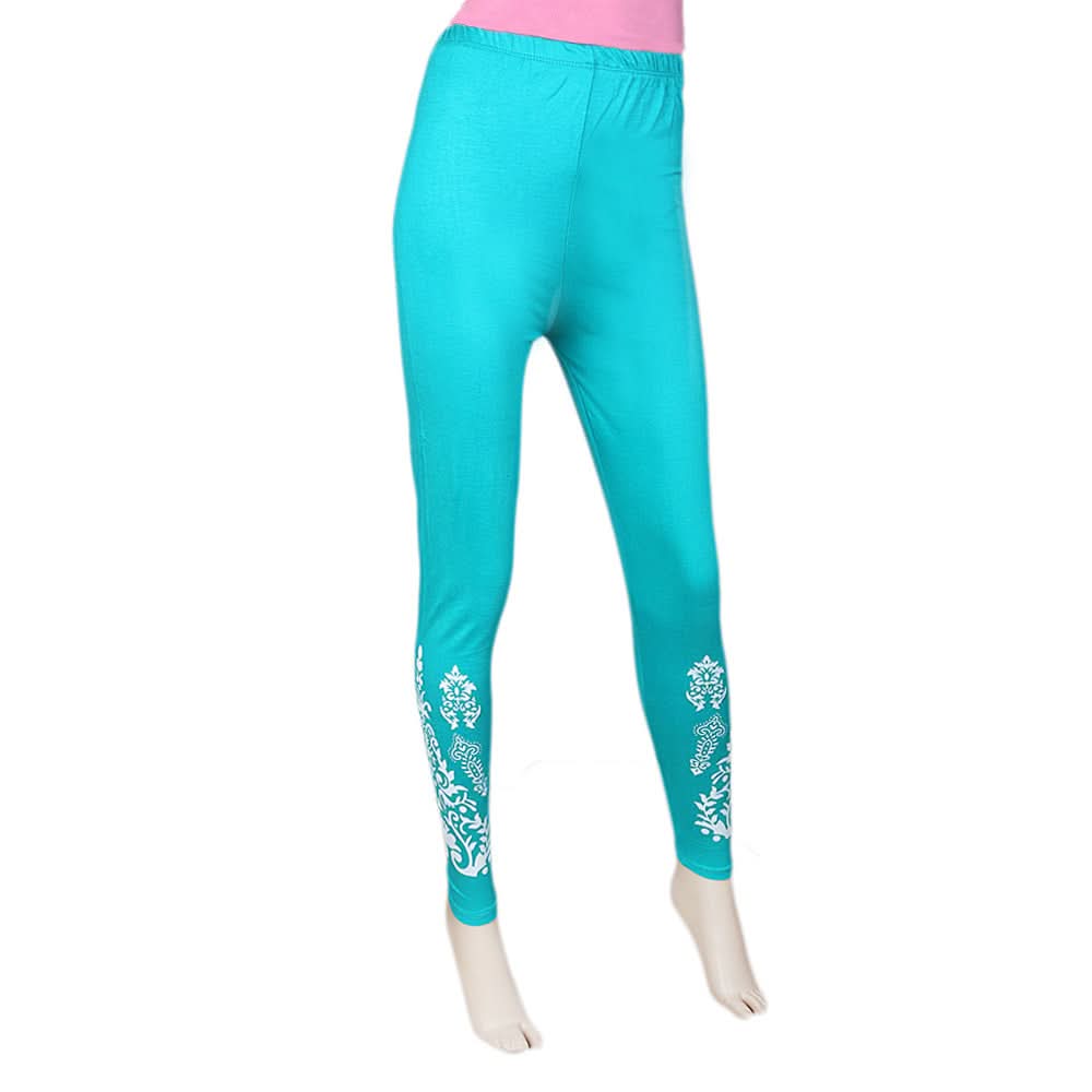 Women's Printed Tight- Sea Green, Women, Pants & Tights, Chase Value, Chase Value