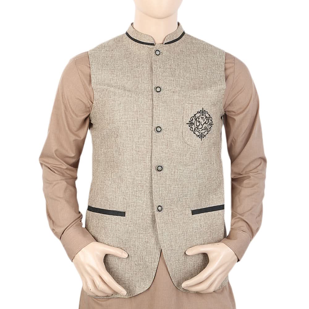 Men's Fancy Jute Waist Coat - Beige, Men, Waist Coats, Chase Value, Chase Value