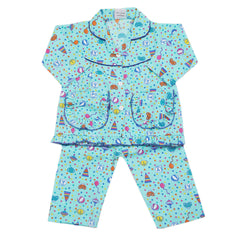 Girls Full Sleeves Night Suit - Cyan, Kids, Girls Sets And Suits, Chase Value, Chase Value