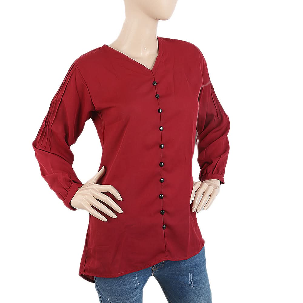 Women's Western Top With Front Button - Red, Women, T-Shirts And Tops, Chase Value, Chase Value