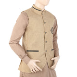 Men's Fancy Jute Waist Coat - Camel, Men, Waist Coats, Chase Value, Chase Value