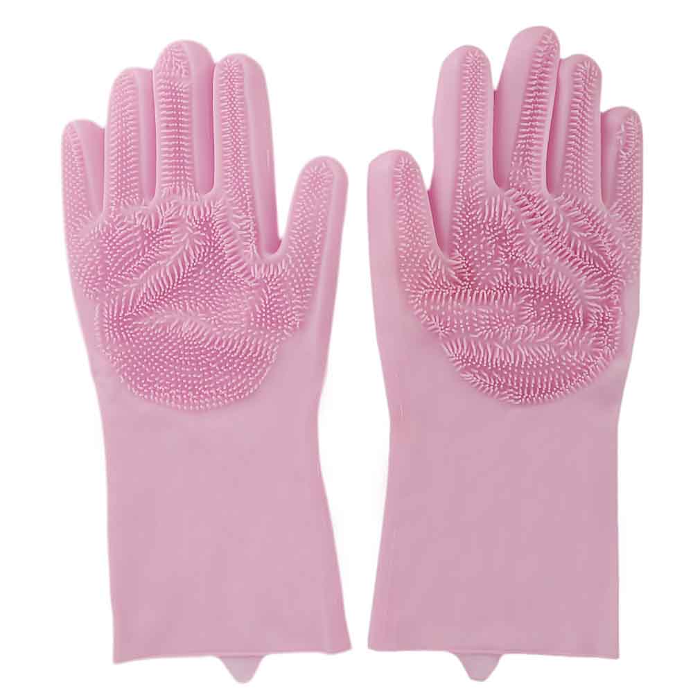 Silicone Dish Washing Gloves - Pink, Crockery & Kitchenware, Chase Value, Chase Value