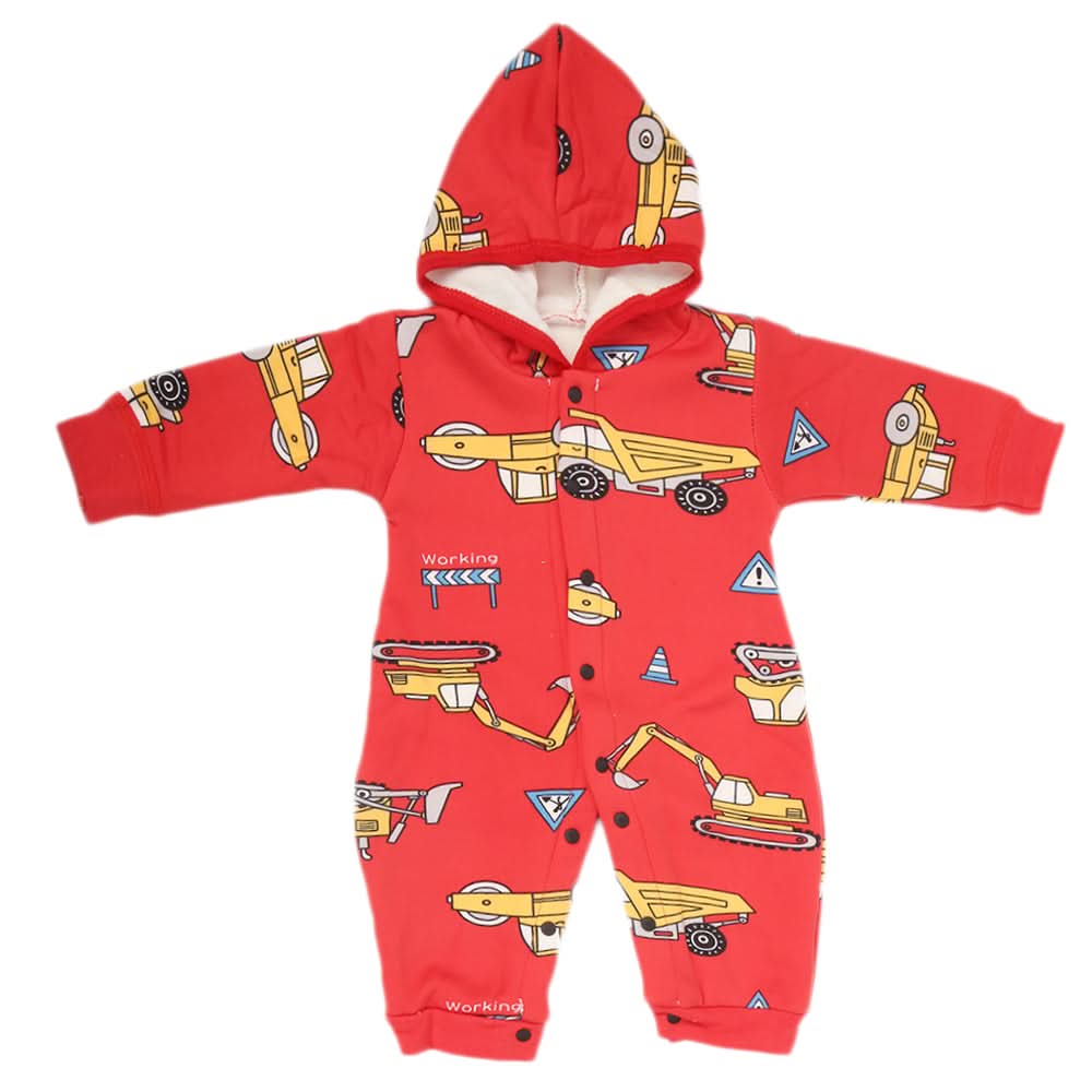 Newborn Boys Full Sleeves Romper - Red, Kids, NB Boys Rompers, Chase Value, Chase Value