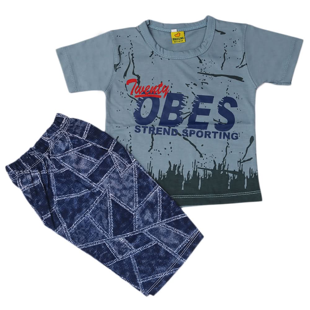 Boys Short Suit - Steel-Blue, Kids, Boys Sets And Suits, Chase Value, Chase Value