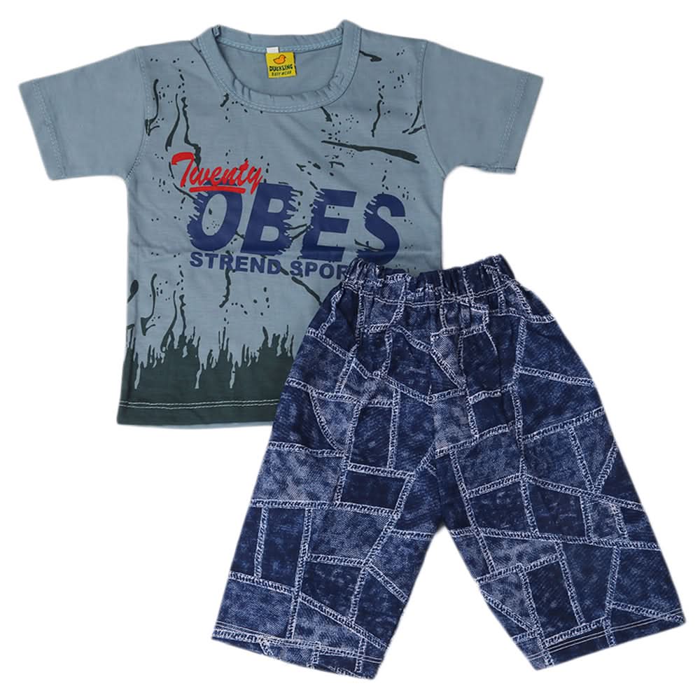 Boys Short Suit - Steel-Blue, Kids, Boys Sets And Suits, Chase Value, Chase Value