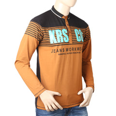 Men's Full Sleeves Polo T-Shirt - Brown, Men, T-Shirts And Polos, Chase Value, Chase Value