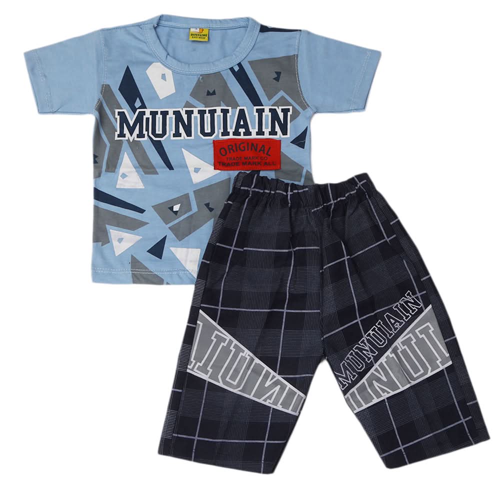 Boys Short Suit - Blue, Kids, Boys Sets And Suits, Chase Value, Chase Value
