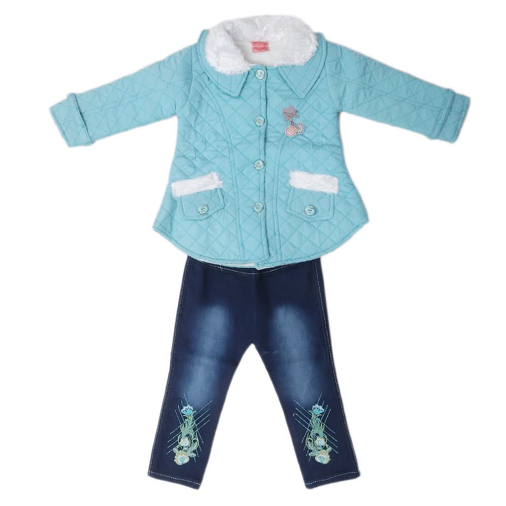 Girls Full Sleeves Tights Suit - Blue, Kids, Girls Sets And Suits, Chase Value, Chase Value