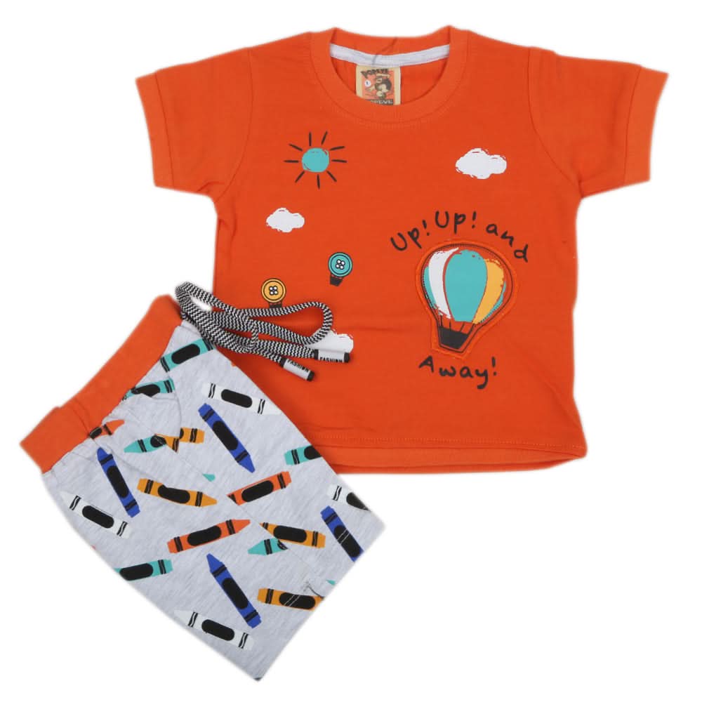 Newborn Boys Half Sleeves Suit - Orange, Kids, NB Boys Sets And Suits, Chase Value, Chase Value