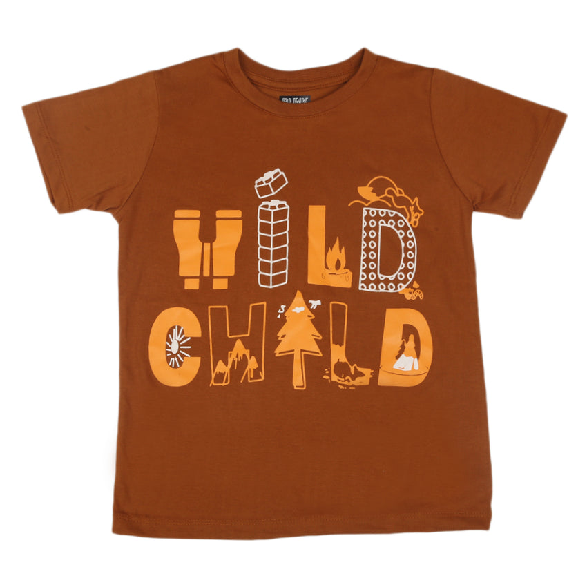 Boys Half Sleeves T-Shirt - Brown, Kids, Boys T-Shirts, Chase Value, Chase Value