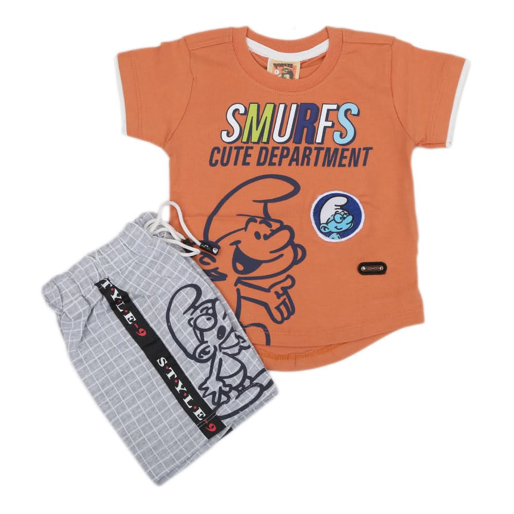 Newborn Boys Half Sleeves Suit - Peach, Kids, Newborn Boys Sets And Suits, Chase Value, Chase Value
