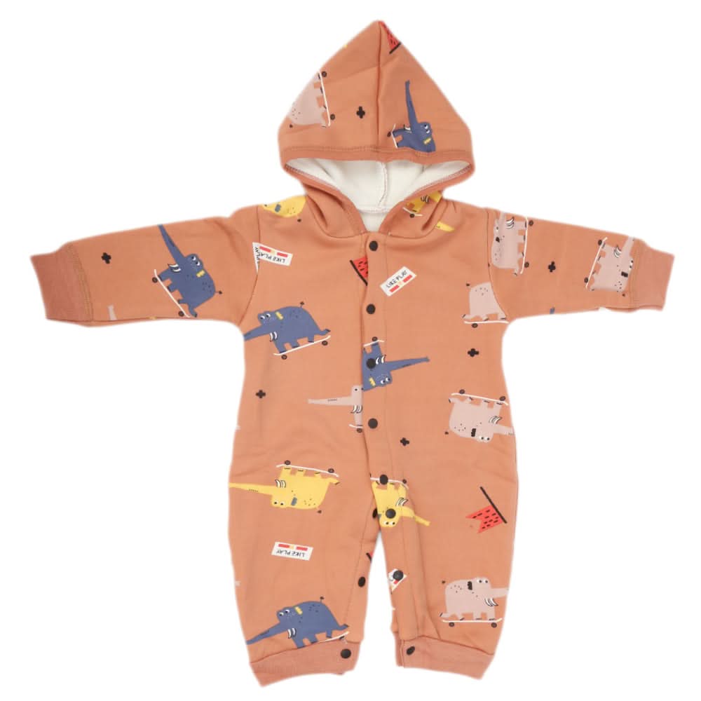 Newborn Boys Full Sleeves Romper - Brown, Kids, NB Boys Rompers, Chase Value, Chase Value