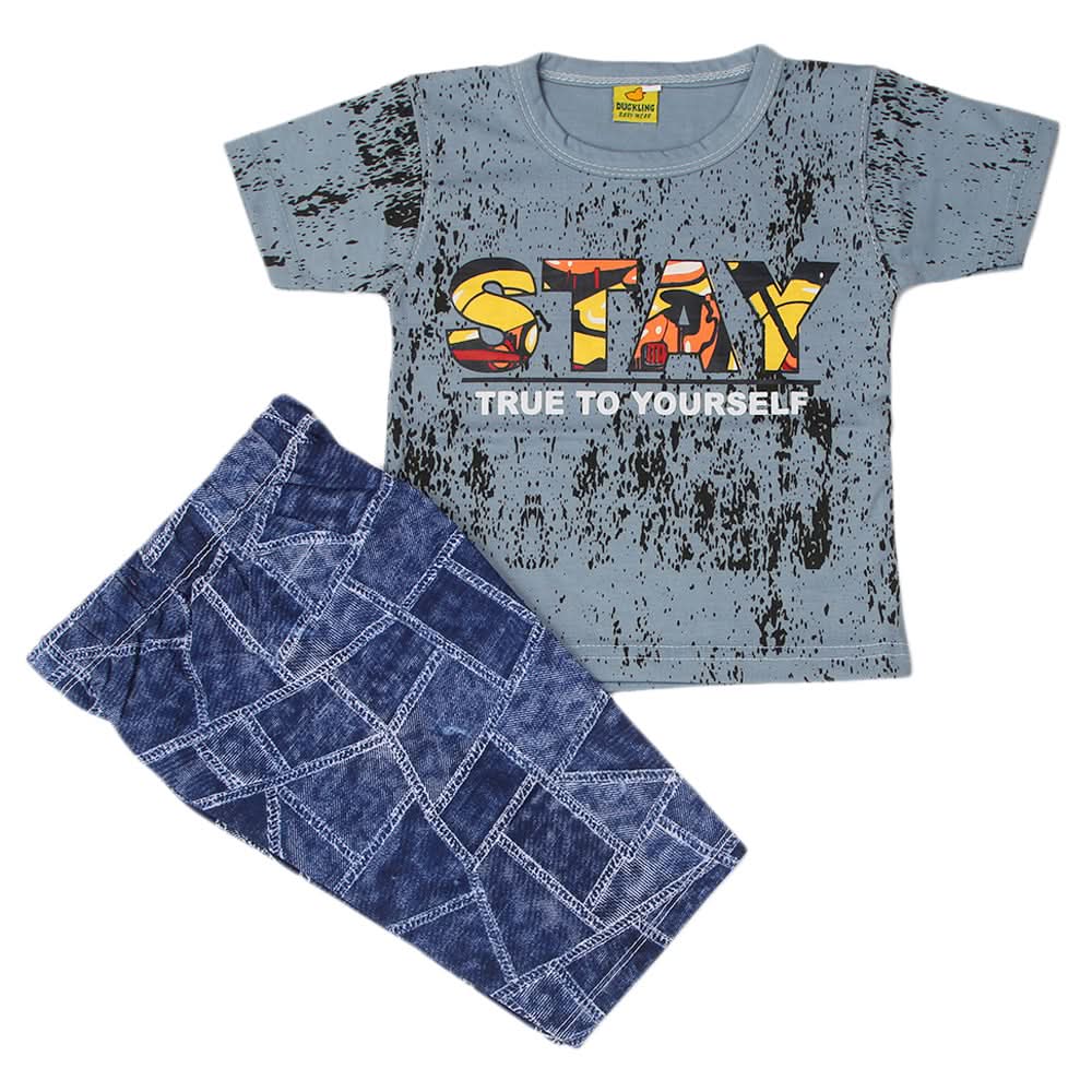 Boys Short Suit - Steel Blue, Kids, Boys Sets And Suits, Chase Value, Chase Value