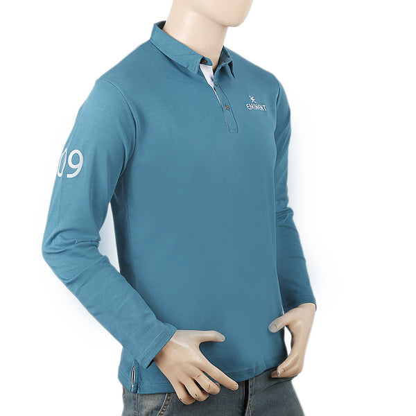Men's Eminent Full Sleeves Polo T-Shirt - Steel Blue, Men, T-Shirts And Polos, Eminent, Chase Value