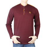 Men's Full Sleeves Sherwani Collor T-Shirt - Dark Purple, Men, T-Shirts And Polos, Chase Value, Chase Value