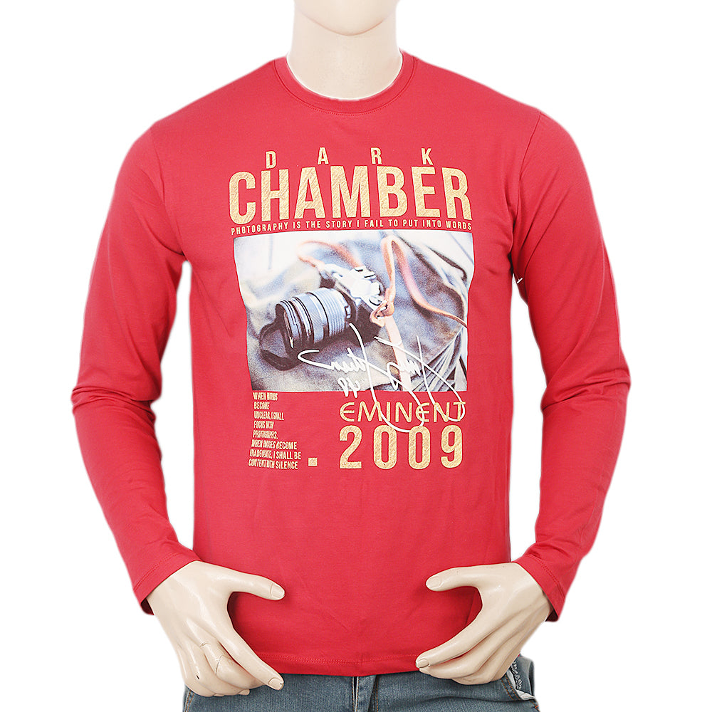 Men's Full Sleeves T-Shirt - Dark Pink, Men, T-Shirts And Polos, Chase Value, Chase Value