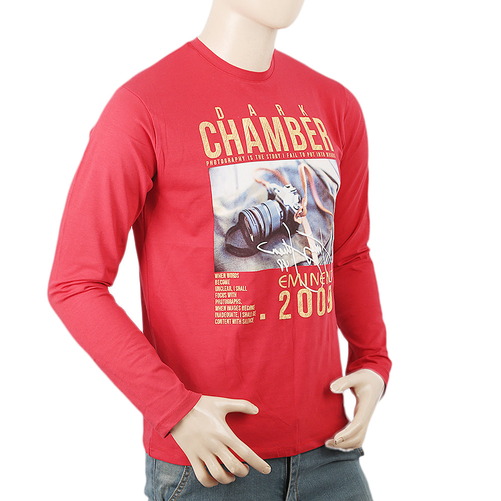 Men's Full Sleeves T-Shirt - Dark Pink, Men, T-Shirts And Polos, Chase Value, Chase Value