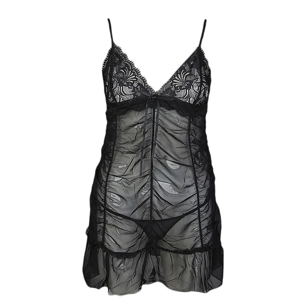Women's Short Fancy Nighty - Black, Women, Night Suit, Chase Value, Chase Value