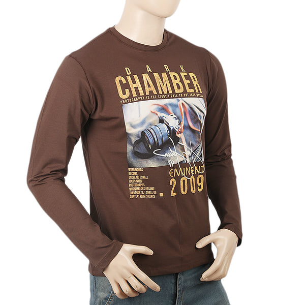 Men's Full Sleeves T-Shirt - Brown, Men, T-Shirts And Polos, Chase Value, Chase Value