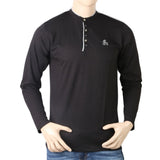 Men's Full Sleeves Sherwani Collor T-Shirt - Black, Men, T-Shirts And Polos, Chase Value, Chase Value