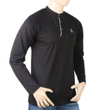 Men's Full Sleeves Sherwani Collor T-Shirt - Black, Men, T-Shirts And Polos, Chase Value, Chase Value