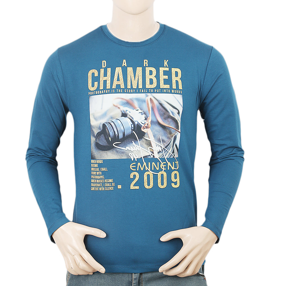 Men's Full Sleeves T-Shirt - Steel Blue, Men, T-Shirts And Polos, Chase Value, Chase Value
