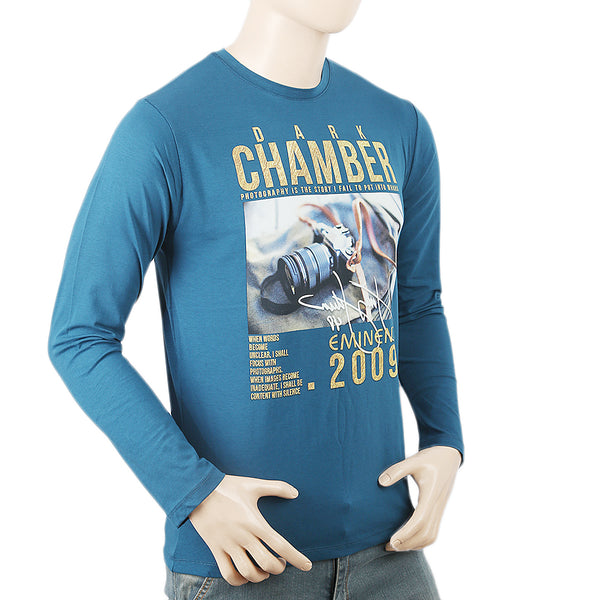 Men's Full Sleeves T-Shirt - Steel Blue, Men, T-Shirts And Polos, Chase Value, Chase Value