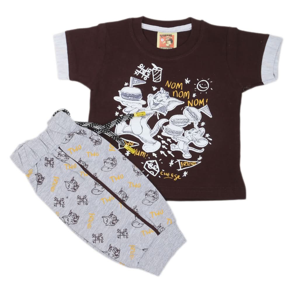 Newborn Boys Half Sleeves Suit - Brown, Kids, NB Boys Sets And Suits, Chase Value, Chase Value