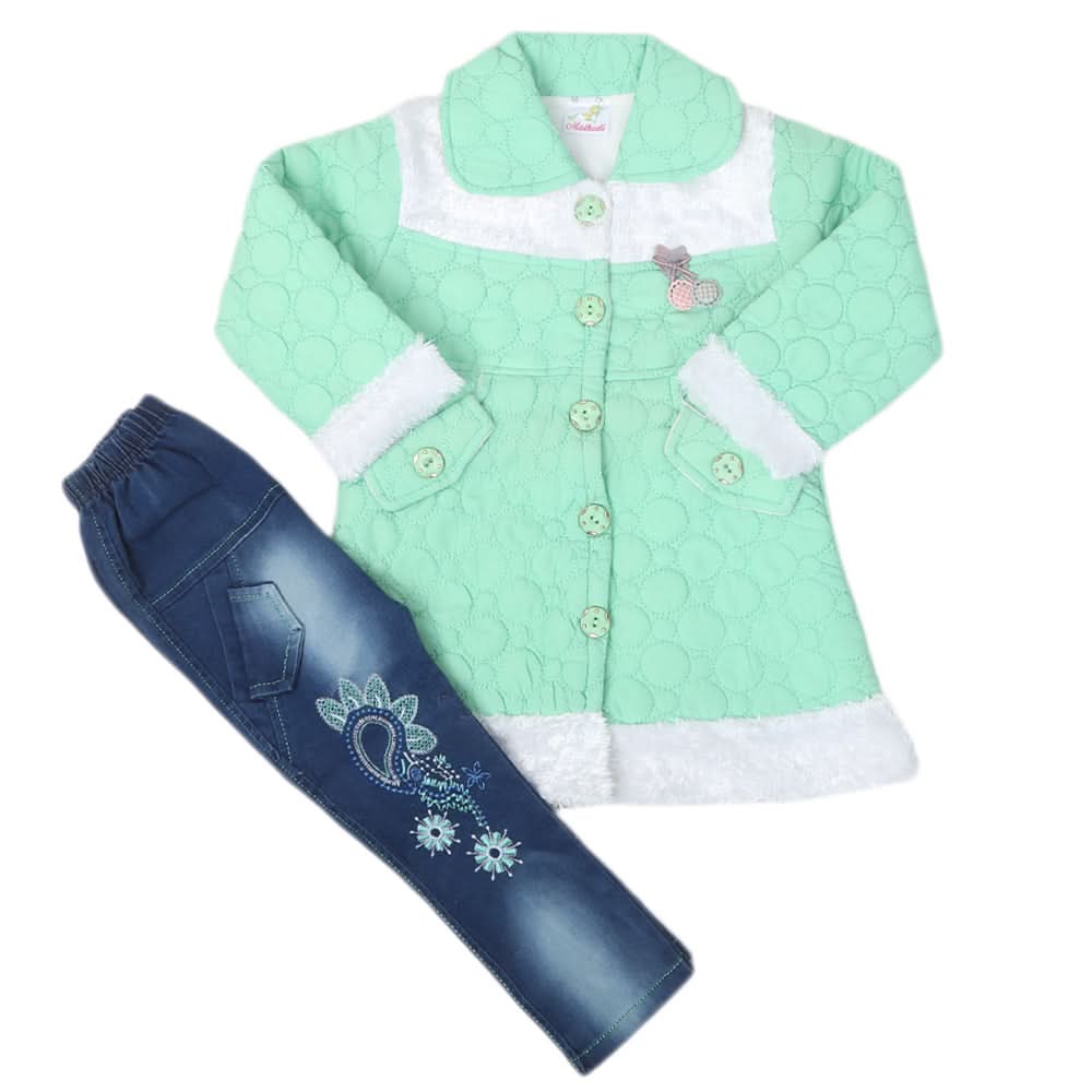 Girls Full Sleeves Tights Suit - Cyan, Kids, Girls Sets And Suits, Chase Value, Chase Value