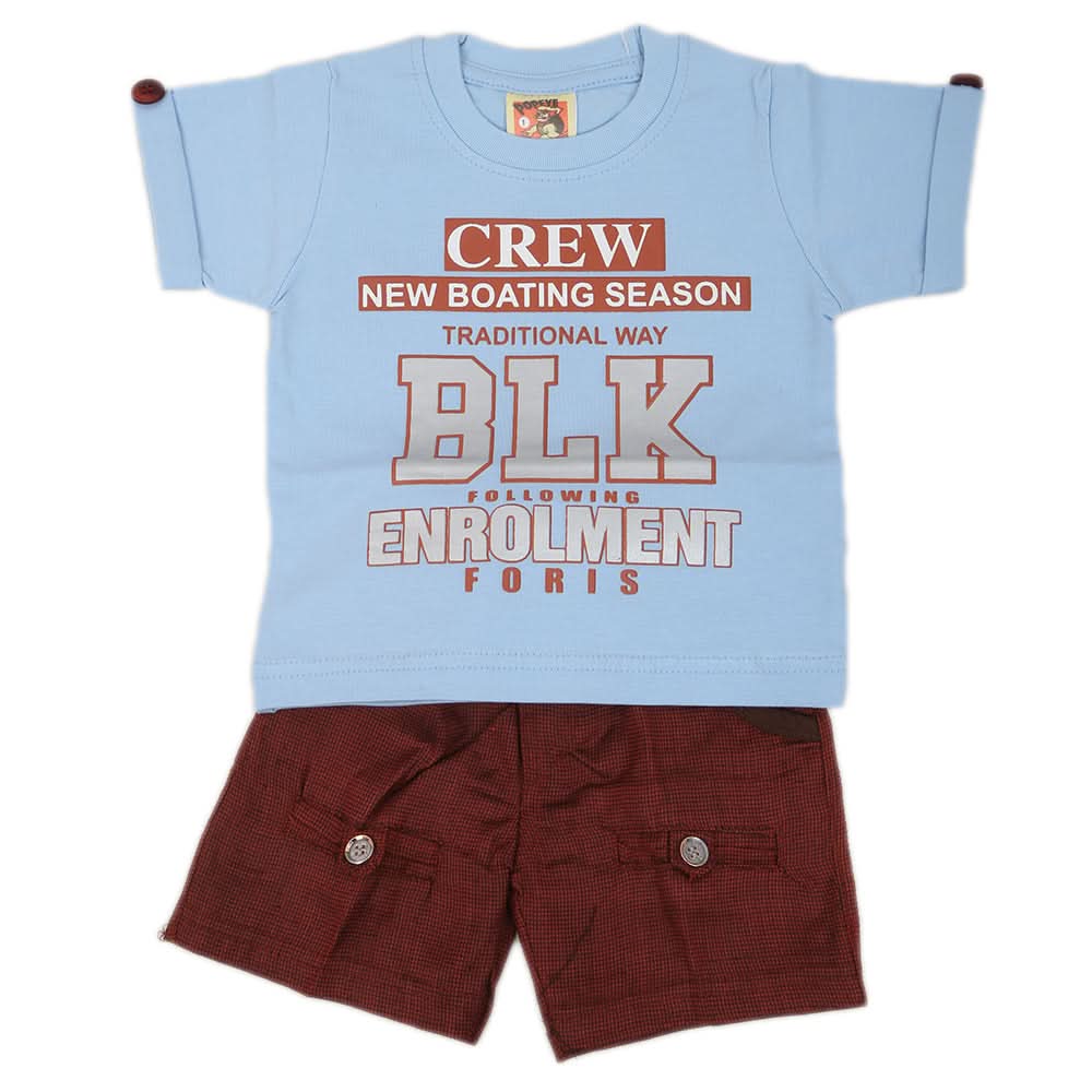 Newborn Boys Half Sleeves Suit - Sky Blue, Kids, New Born Boys Sets And Suits, Chase Value, Chase Value
