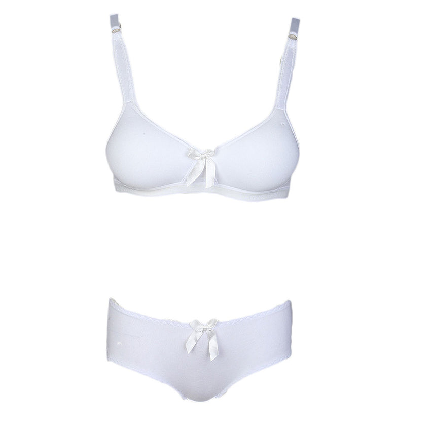 2pc foam fancy silky bra panty set - White - Buy Bra, Nightwears , Panties  in Pakistan