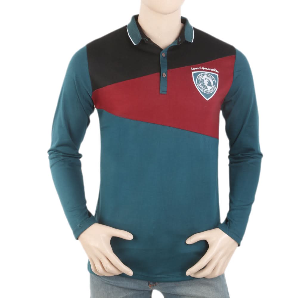 Men's Full Sleeves Fancy Polo T-Shirt - Black, Men, T-Shirts And Polos, Chase Value, Chase Value