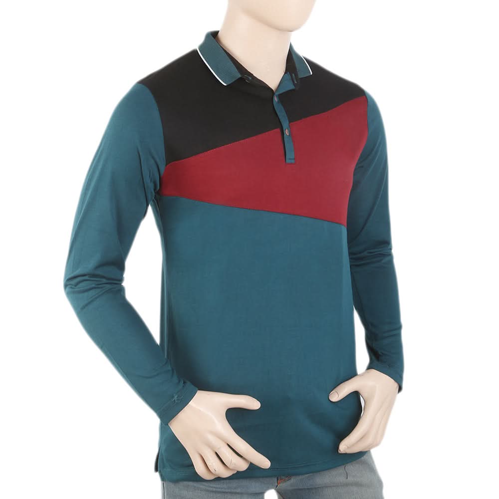 Men's Full Sleeves Fancy Polo T-Shirt - Black, Men, T-Shirts And Polos, Chase Value, Chase Value