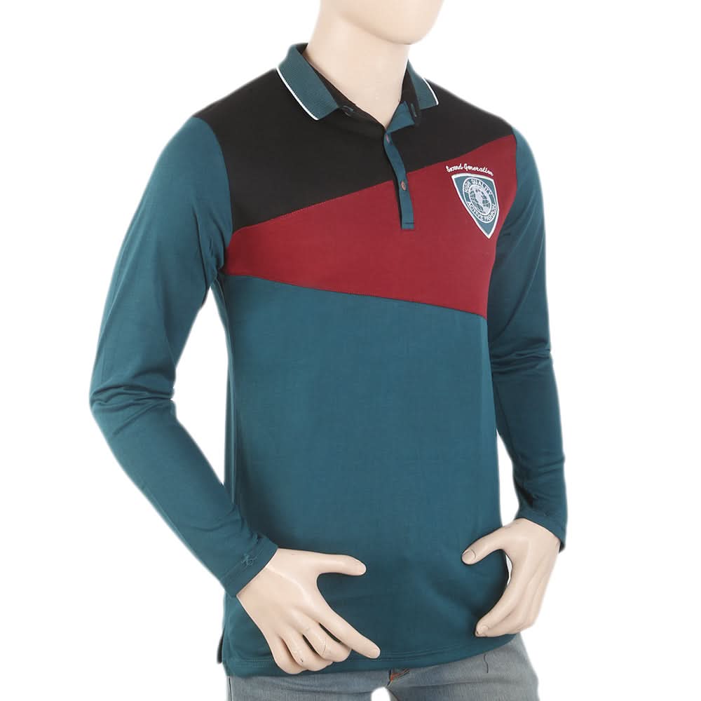 Men's Full Sleeves Fancy Polo T-Shirt - Black, Men, T-Shirts And Polos, Chase Value, Chase Value