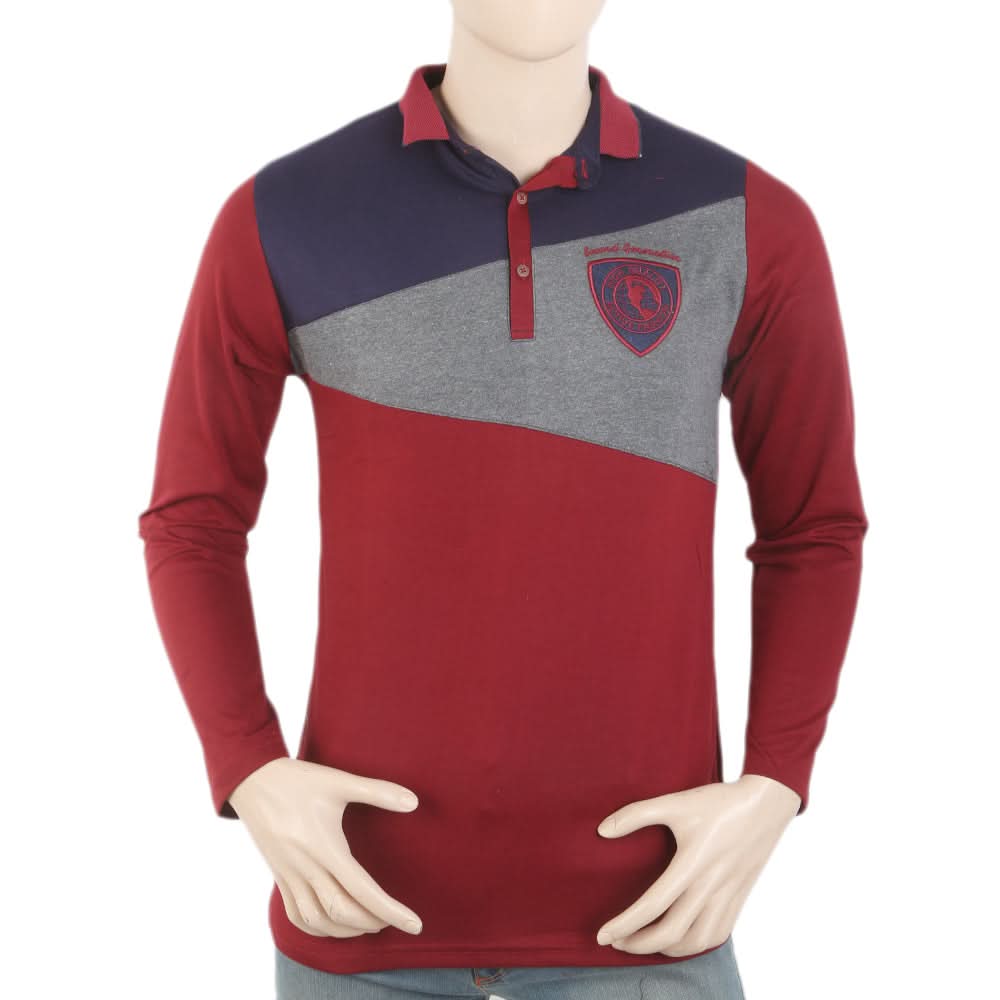 Men's Full Sleeves Fancy Polo T-Shirt - Navy Blue, Men, T-Shirts And Polos, Chase Value, Chase Value