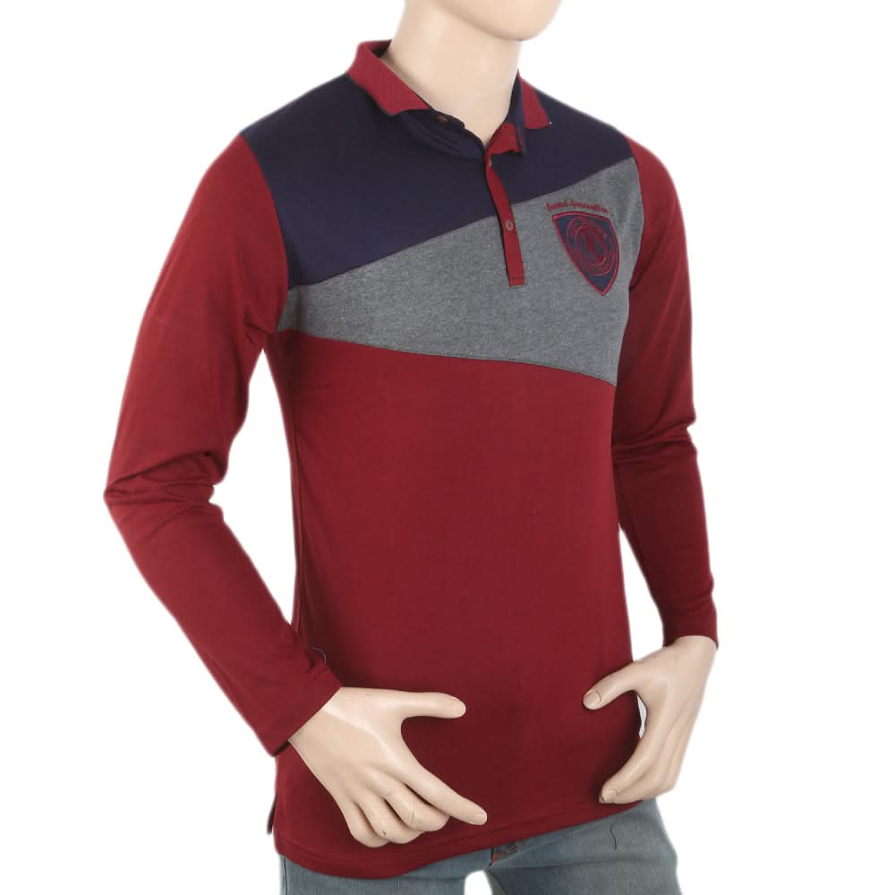 Men's Full Sleeves Fancy Polo T-Shirt - Navy Blue, Men, T-Shirts And Polos, Chase Value, Chase Value