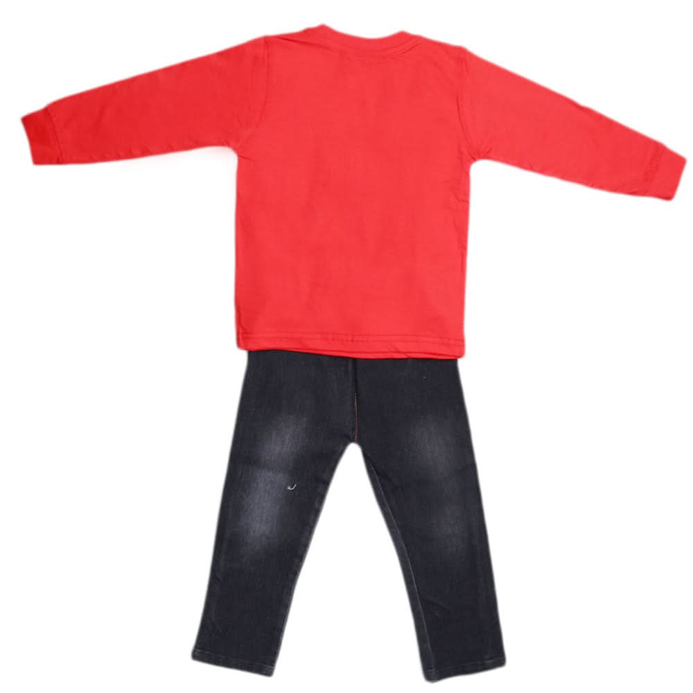 Boys Full Sleeves 2 Pcs Suit - Red, Kids, Boys Sets And Suits, Chase Value, Chase Value