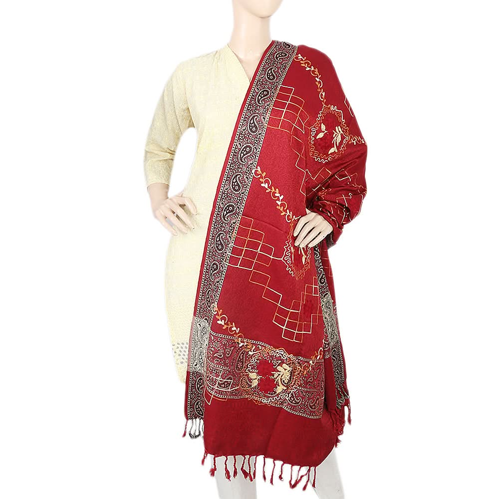 Women's Silki Jaal Shawl - Maroon, Women, Shawls And Scarves, Chase Value, Chase Value