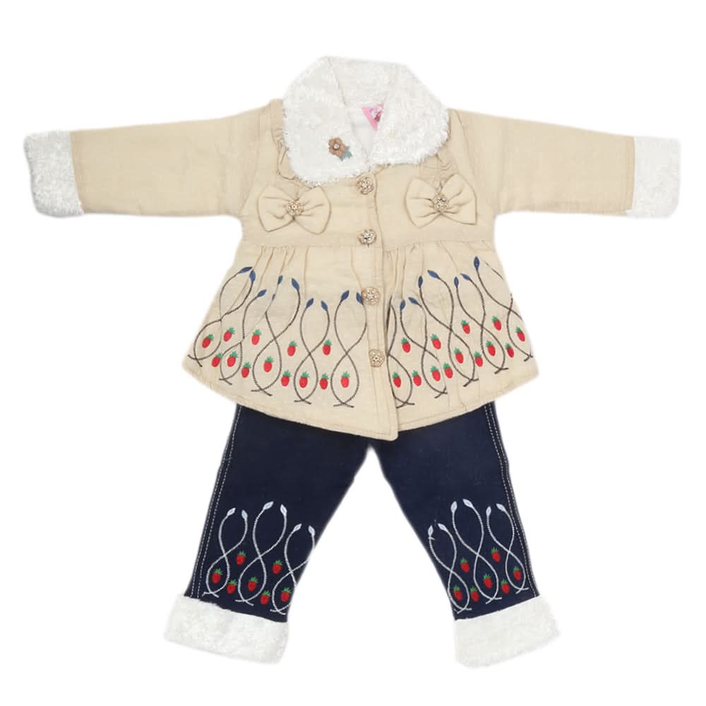 Girls Full Sleeves Pant Suit - Beige, Kids, Girls Sets And Suits, Chase Value, Chase Value