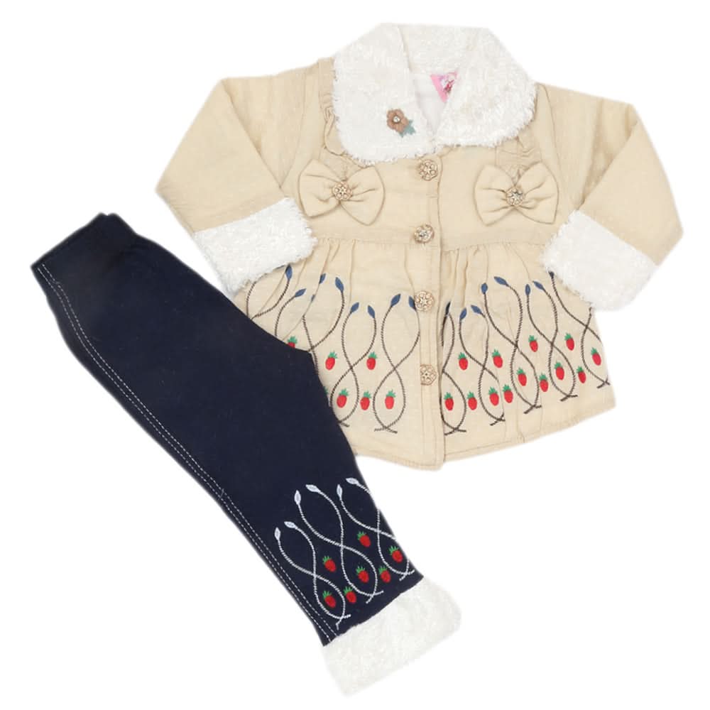 Girls Full Sleeves Pant Suit - Beige, Kids, Girls Sets And Suits, Chase Value, Chase Value
