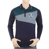Men's Full Sleeves Fancy Polo T-Shirt - Steel Blue, Men, T-Shirts And Polos, Chase Value, Chase Value