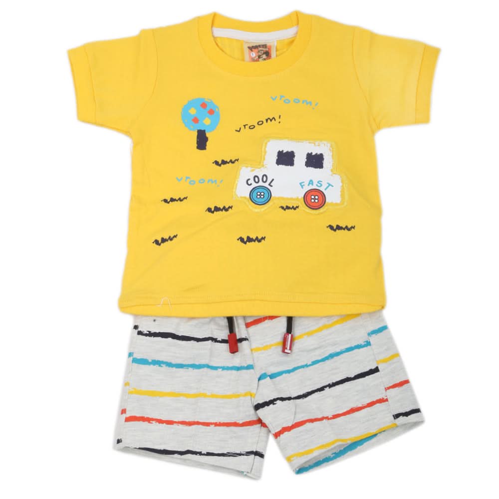 Newborn Boys Half Sleeves Suit - Yellow, Kids, New Born Boys Sets And Suits, Chase Value, Chase Value