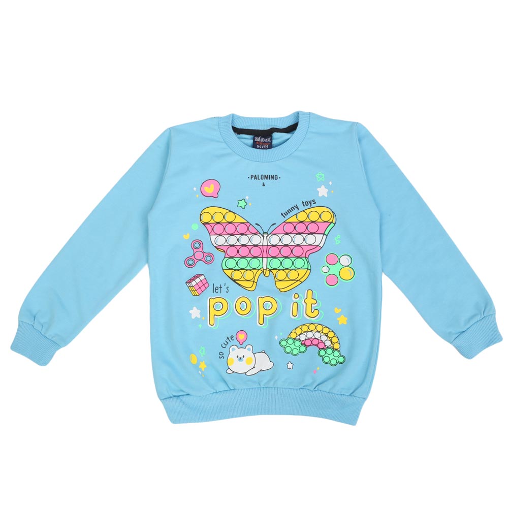 Girls Full Sleeves T-Shirt - Light Blue, Girls T-Shirts, Chase Value, Chase Value