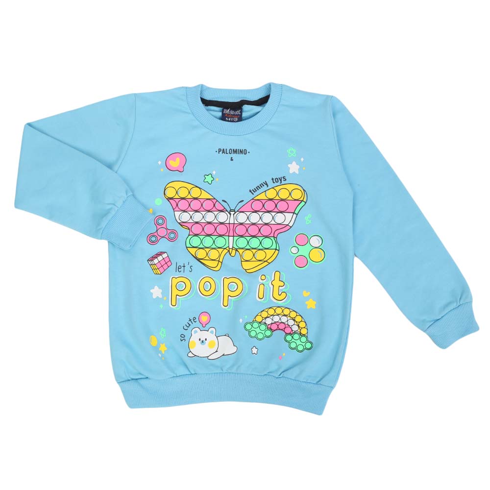 Girls Full Sleeves T-Shirt - Light Blue, Girls T-Shirts, Chase Value, Chase Value